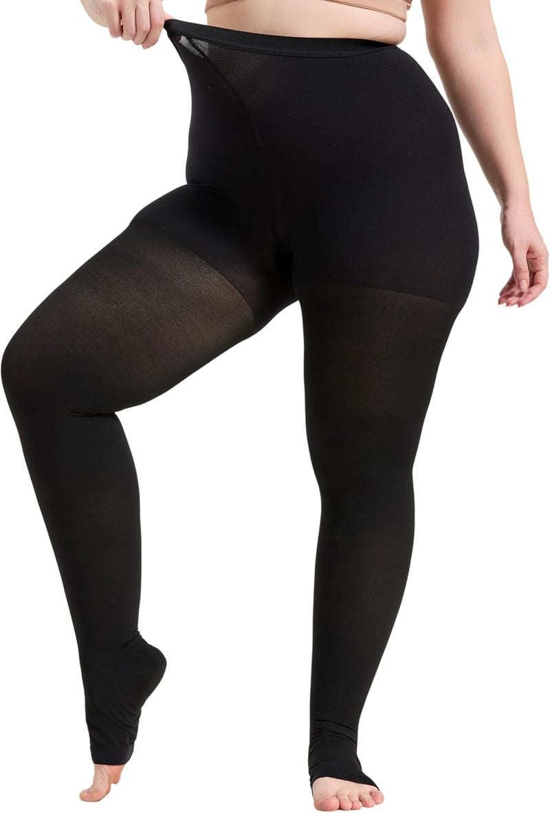MGANG Extra Wide 4X-Large Opaque Compression Pantyhose for Women 20-30 mmHg - Graduated Compression Tights with Open Toe for Varicose Veins Circulation, Pregnancy, Edema, Leg Pain - Black - Image 3